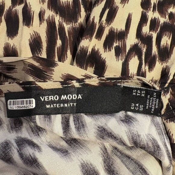 Vero Moda Kelsey Maternity Long Sleeve Leopard Print Dress Women's Size XS - Picture 4 of 6